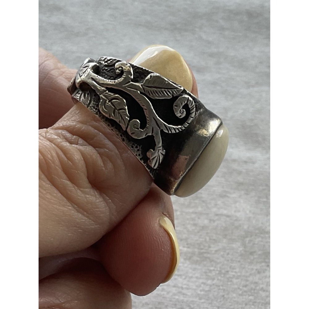Silpada 925 Sterling Silver oval white bamboo coral Ring Size 7 Vintage - Picture 4 of 7